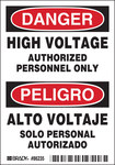 imagen de Brady 86235 Negro/Rojo sobre blanco Rectángulo Poliéster Etiqueta de advertencia de alto voltaje - Ancho 3.5 pulg. - Altura 5 pulg. - B-302