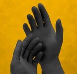 imagen de Adenna Dark Light Negro Grande Nitrilo Guantes desechables para revisión y uso general - Grado Examen médico - Longitud 9.4 pulg. - nutrend dlg676