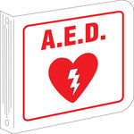 imagen de Brady Serigrafiado Forma de L Señal de desfibrilador (AED) Blanco - 8 pulg. Ancho x 8 pulg. Altura - 45452