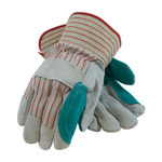 imagen de PIP 85-7512J Gray/Green/Red Large Split Cowhide Leather Work Gloves - Wing Thumb - 10.2 in Length
