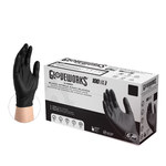 imagen de Ammex Gloveworks Negro XL Nitrilo Guantes desechables - Grado Examen médico - acabado Con textura - ammex gwben4 xl