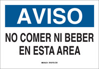imagen de Brady B-555 Aluminio Rectángulo Cartel/anuncio de no comer ni beber Blanco - 10 pulg. Ancho x 7 pulg. Altura - Idioma Español - 38368