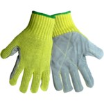 imagen de Global Glove K300LFE Gris/Amarillo Grande Kevlar/Cuero Guantes resistentes a cortes - K300LFE LG