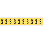 imagen de Brady 3430-3 Etiqueta de número - 3 - Negro sobre amarillo - 7/8 pulg. x 1 1/2 pulg. - B-498