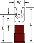 imagen de 3M Scotchlok MNG18-6FLX Rojo Bloqueo Unido Nailon Terminal de horquilla y espada embutido - Longitud 0.87 pulg. - Ancho de horquilla 0.25 pulg. - 58804
