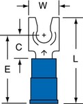 imagen de 3M Scotchlok MNG14-4FLX Azul Bloqueo Unido Nailon Terminal de horquilla y espada embutido - Longitud 0.89 pulg. - Ancho de horquilla 0.25 pulg. - 58801