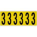 imagen de Brady 3450-3 Etiqueta de número - 3 - Negro sobre amarillo - 1 1/2 pulg. x 3 1/2 pulg. - B-498