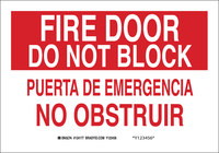 imagen de Brady B-555 Aluminio Rectángulo Cartel de salida de incendios Rojo - 14 pulg. Ancho x 10 pulg. Altura - Idioma Inglés/Español - 124178