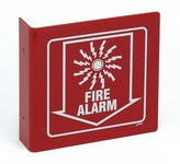 imagen de Brady Serigrafiado Cuadrado Cartel de alarma de incendios Rojo - 8 pulg. Ancho x 8 pulg. Altura - L0FL15A