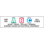 imagen de Brady Azul/Verde/Rojo sobre blanco Etiqueta del extintor 95228 - Texto Imprimido = USE ON A, B, C ALL FIRES - Inglés - 754476-95228
