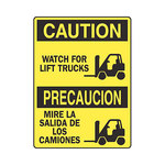 imagen de Brady B-401 Poliestireno Rectángulo Letrero de tránsito de montacargas y camiones de almacén Amarillo - 10 pulg. Ancho x 14 pulg. Altura - Idioma Inglés/Español - 38942