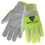 imagen de West Chester 9916 Gray/Hi-Vis Green Small Grain Goatskin Leather Driver's Gloves - TPR Back of Hand and Fingers Coating - 9916/S