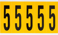 imagen de Brady 1560-5 Etiqueta de número - 5 - Negro sobre amarillo - 1 3/4 pulg. x 5 pulg. - B-946