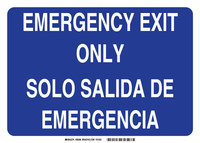 imagen de Brady B-555 Aluminio Rectángulo Cartel de salida de emergencia Azul - 14 pulg. Ancho x 10 pulg. Altura - Idioma Inglés/Español - 38306