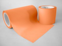 imagen de 3M Trizact Óxido de aluminio Naranja Rollo de película para solapado, Óxido de aluminio, A5 Micron, 24 pulg. ancho x 150 pies longitud - 54627