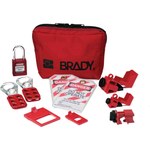 imagen de Brady Negro sobre rojo Nailon Kit de bloqueo/etiquetado - Profundidad 2 pulg. - Altura 4.75 pulg. - Material de contenedor Nailon - 754473-70140