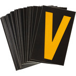 imagen de Bradylite 5890-V Etiqueta en forma de letra - V - Amarillo sobre negro - 1 3/8 pulg. x 1 7/8 pulg. - B-997