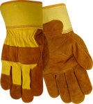 imagen de Red Steer 13465 Brown/Yellow Large Cowhide Suede Canvas/Leather Driver's Gloves - Wing Thumb - 13465-L