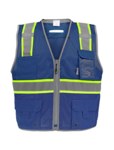 imagen de Global Glove FrogWear HV Chaleco de topógrafo de alta visibilidad GLO-067B-LG - tamaño Grande - Malla Poliéster - Azul y amarillo/verde de alta visibilidad - glo-067b lg