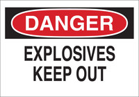 imagen de Brady B-555 Aluminio Rectángulo Cartel de advertencia de explosivos Blanco - 14 pulg. Ancho x 10 pulg. Altura - 43236