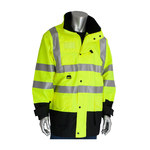 imagen de PIP 343-1756Y Hi-Vis Lime Yellow/Black 3XL Polyester Cold Condition Coat, Jacket, Vest - 11 Pockets - Rollaway Hood - Fits 64.4 in Chest - Polyester Insulation - 36.2 in Length
