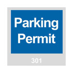 imagen de Brady 96232 Azul/Blanco sobre gris Cuadrado Vinilo Etiqueta de permiso de estacionamiento - Ancho 3 pulg. - Altura 3 pulg. - Imprimir números = 301 a 400