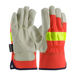 imagen de PIP 125-458 High-Visibility Orange/High-Visibility Yellow/Tan Large Grain Pigskin Leather Work Gloves - Wing Thumb - 10.25 in Length - 125-458/L
