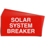 imagen de Brady 149880 Blanco sobre rojo Rectángulo Vinilo Etiqueta de sistema de paneles solares - Ancho 3.75 pulg. - Altura 2 pulg. - 61336