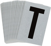 imagen de Bradylite 5900-T Etiqueta en forma de letra - T - Negro sobre plateado - 1 pulg. x 1 1/2 pulg. - B-997
