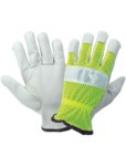 imagen de Global Glove 3100GHV HV Yellow/Green Large Goatskin Leather Driver's Gloves - 3100GHV-9(L)