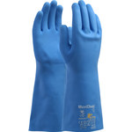 imagen de PIP MaxiChem Cut Blue Small Latex Supported Chemical-Resistant Gloves - ANSI A2 Cut Resistance - 14 in Length - Rough Finish - 76-733/S