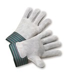 imagen de West Chester 600-EA Green/Pink Large Split Cowhide Leather Work Gloves - Wing Thumb - 10.25 in Length