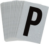 imagen de Bradylite 5900-P Etiqueta en forma de letra - P - Negro sobre plateado - 1 pulg. x 1 1/2 pulg. - B-997
