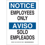 imagen de Brady B-401 Poliesterino de alto impacto Rectángulo Cartel de área restringida Blanco - 7 pulg. Ancho x 10 pulg. Altura - Idioma Inglés/Español - 125020