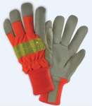 imagen de West Chester HVO1555 Naranja de alta visibilidad/Tostado XL Cuero Grano Piel de cerdo Cuero Guantes de trabajo - Pulgar tipo ala - Longitud 11 pulg. - 662909-155542