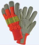imagen de West Chester HVO1555 High-Visibility Orange/Tan XL Grain Pigskin Leather Work Gloves - Wing Thumb - 11 in Length - HVO1555/XL