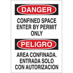 imagen de Brady B-302 Poliéster Rectángulo Letrero de espacio restringido Blanco - 14 pulg. Ancho x 14 pulg. Altura - Laminado - Idioma Inglés/Español - 90803