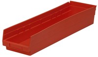 imagen de Akro-mils 321 cu in Rojo Polímero de grado industrial Estante Contenedor de almacenamiento - longitud 23 5/8 pulg. - Ancho 6 5/8 pulg. - Altura 4 pulg. - Compartimientos 1 - 30164 RED