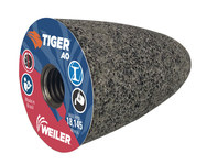 imagen de Weiler Tiger AO Óxido de aluminio Cono abrasivo - 24 grano - 2 pulg. longitud - Agujero Central UNC de 5/8-11 - 68310