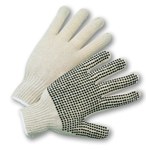 imagen de West Chester 708SK White Large Cotton/Polyester General Purpose Gloves - Wing Thumb - PVC Dotted Palm & Fingers Coating - 8.5 in Length - 708SKL