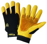 imagen de West Chester Ironcat 86350 Negro/Amarillo Grande Cuero/Spandex Dividir Cuero vacuno Cuero/Spandex Guantes de trabajo - Longitud 9.5 pulg. - 662909-008626
