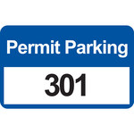 imagen de Brady 96248 Negro/Azul sobre blanco Rectángulo Vinilo Etiqueta de permiso de estacionamiento - Ancho 4 3/4 pulg. - Altura 2 3/4 pulg. - Imprimir números = 301 a 400