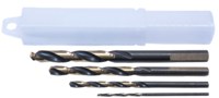imagen de Cle-Line 1875R Heavy-Duty Taladro de longitud de mecánico - Corte de mano derecha - Punta Dividir 135° - Acabado Negro Y Oro - Flauta Espiral - Acero de alta velocidad - Vástago Recto con 3 facetas -