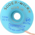 imagen de Chemtronics Soder-Wick SW18045 Trenza de desoldadura de núcleo de fundente de colofonia - Azul - 0.11 pulg. x 5 pies
