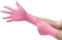imagen de Ansell Micro-Touch Nitrafree 313016 Pink Small Powder Free Disposable Gloves - 9 1/2 in Length - Textured Fingers Finish - 5.5 mil Thick - 6034511