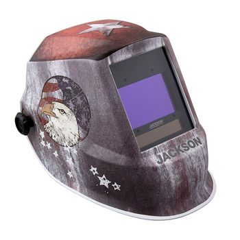 Jackson Safety Casco para soldadura 47103 - Sombra fija ADF lente - Rojo/Blanco/Azul - 62082