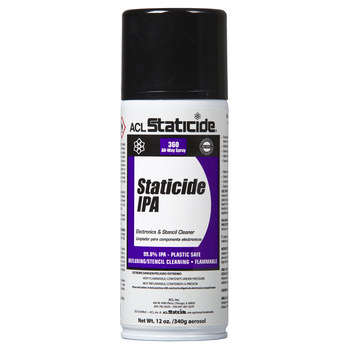 ACL Staticide Limpiador de electrónica - Rociar 12 oz Lata de aerosol - 12 oz Peso Neto - Contiene 99.8% puro IPA - ACL 8625
