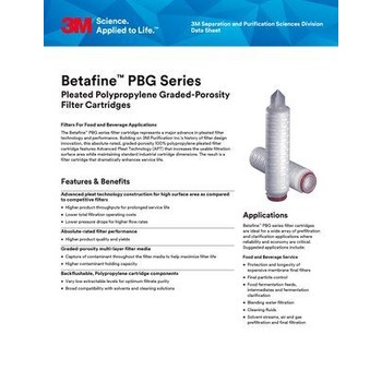 3M Betafine PBG Series Cartucho de filtro - PBG120B01DA - 1.2 µ Calificación - Silicón 10 pulg. - 09597