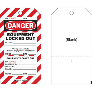 Imágen de Brady Negro/Rojo sobre blanco Etiqueta perforada de 2 piezas Cartulina CLT2 Etiqueta de bloqueo/etiquetado (Imagen principal del producto)