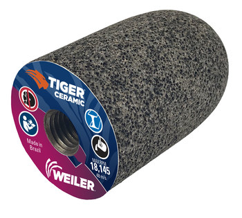 Weiler Tiger Ceramic Cerámico Enchufe abrasivo - 2 pulg. longitud - Agujero Central UNC de 5/8-11 - 68406